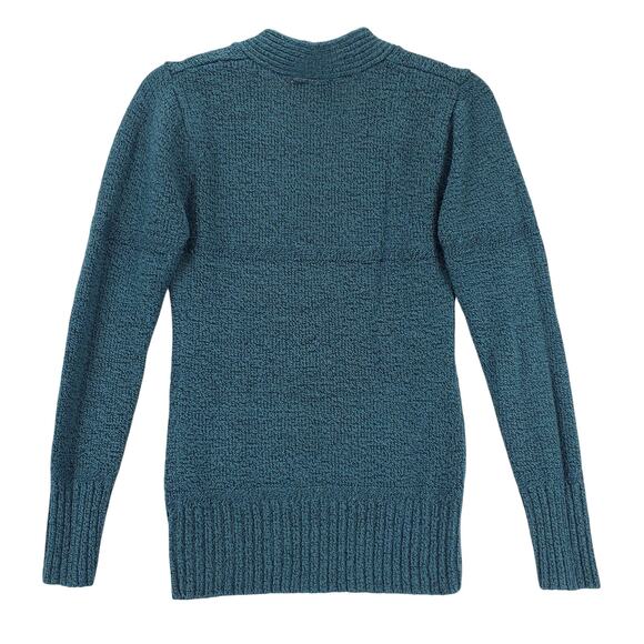 BKE Buckle Teal Cable Knit Sweater Sz M Square V Neck Pullover Casual Cozy Warm - Picture 2 of 9